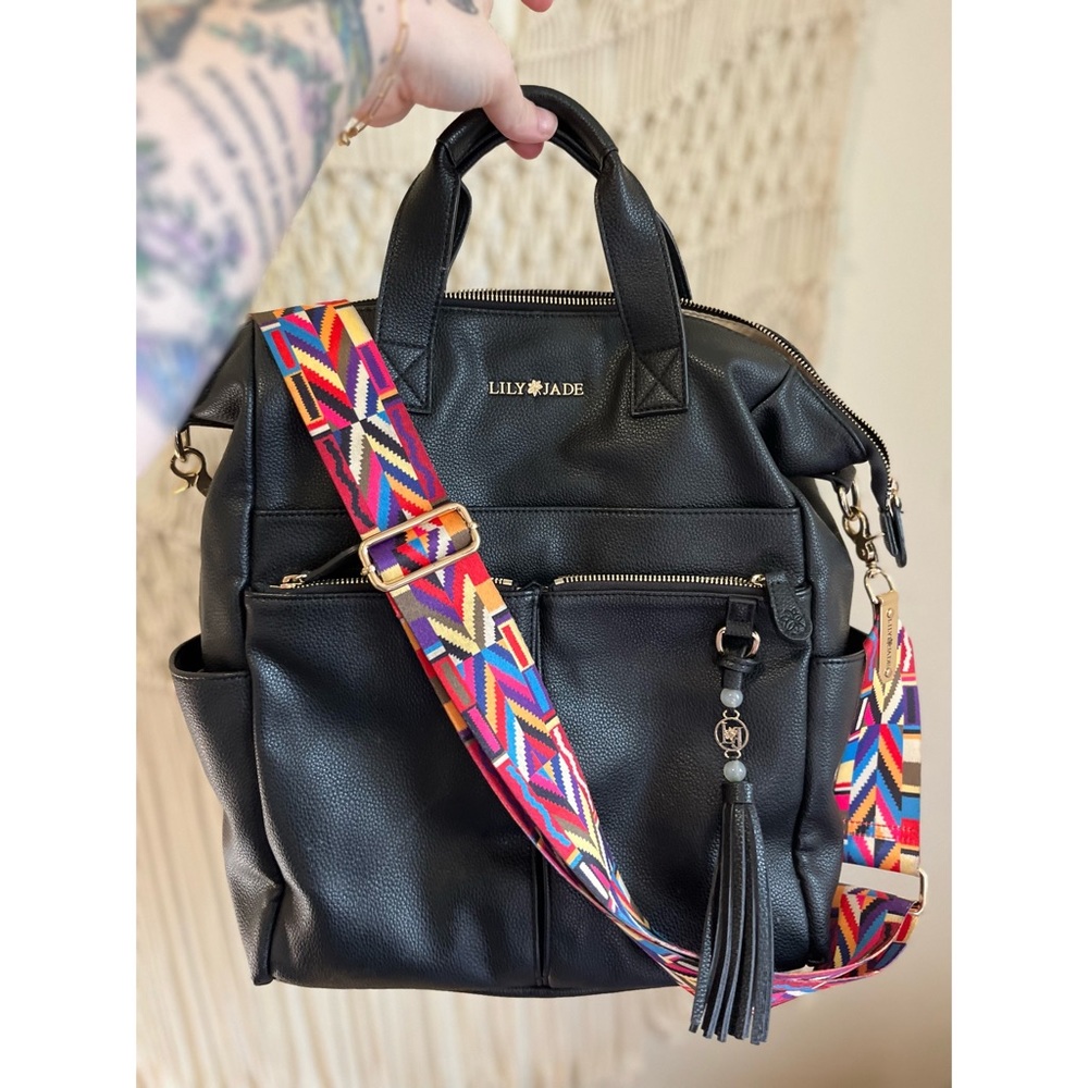 Lily Jade Caroline diaper bag, black, including fashion strap
